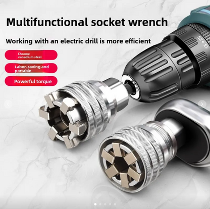 NovaGrip Universal Socket — Fits 7mm–19mm in Seconds (Drill Adapter Included)