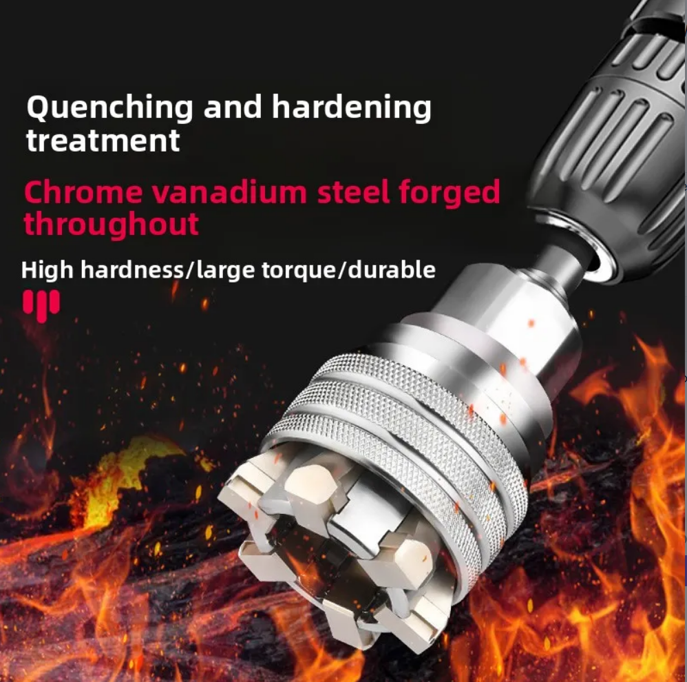 NovaGrip Universal Socket — Fits 7mm–19mm in Seconds (Drill Adapter Included)